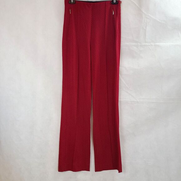 New MARC CAIN Women's (6) Red Herringbone Knit Side Zip Elastic Waist Pants $370 - Picture 1 of 10